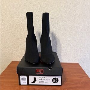 Rouge Helium Black Knit Heeled Boots